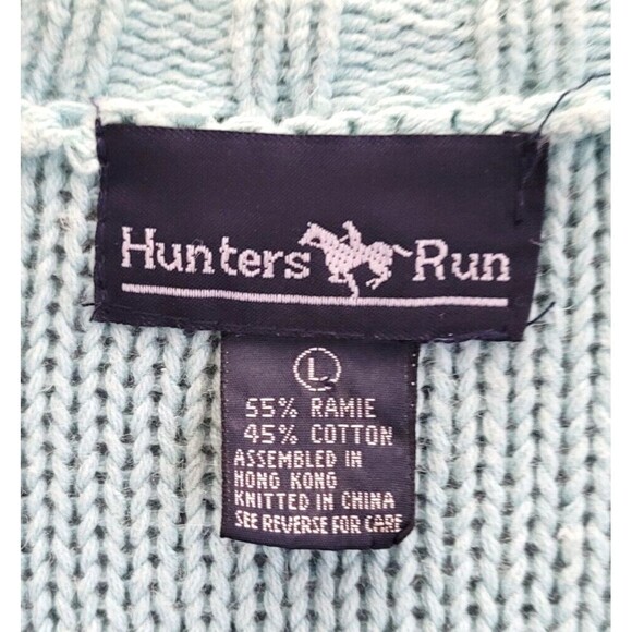 Vintage Hunters Run Cardigan Sweater Womens Large Blue Cable Knit Academia - Picture 2 of 10